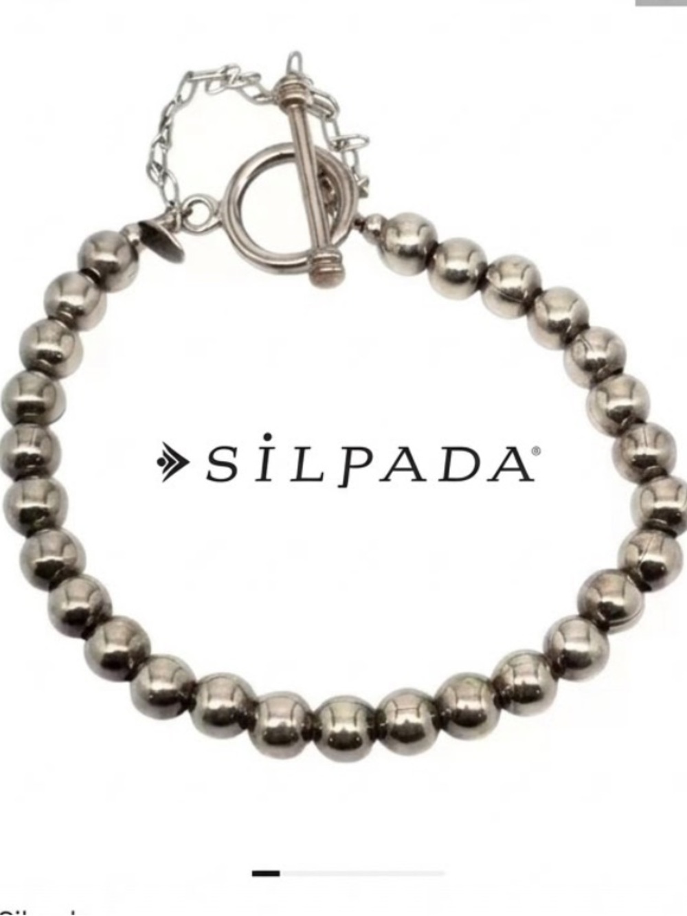 Silpada Sterling Silver Beaded Toggle Bracelet